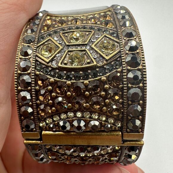 Heidi Daus "Divinely Deco" Art Deco, Crystal Watch, Cuff Bracelet! - Picture 3 of 10